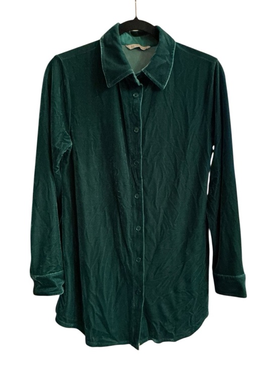Soft Surroundings Tops - Soft Surroundings Teal Velvet Top with Coral Label